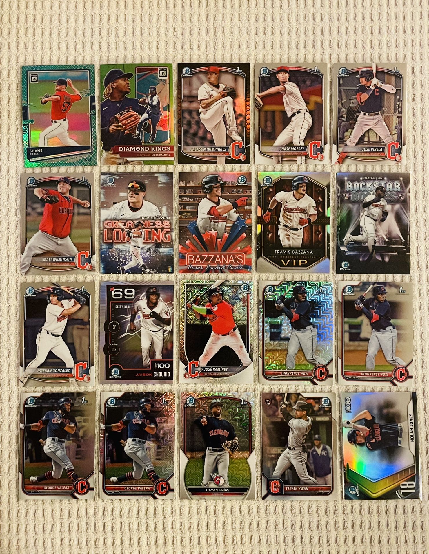 Cleveland Guardians 40 Card Baseball Lot! Rookies, Prospects, Refractors, Prizms, Autographs, Short Prints, Variations & More!