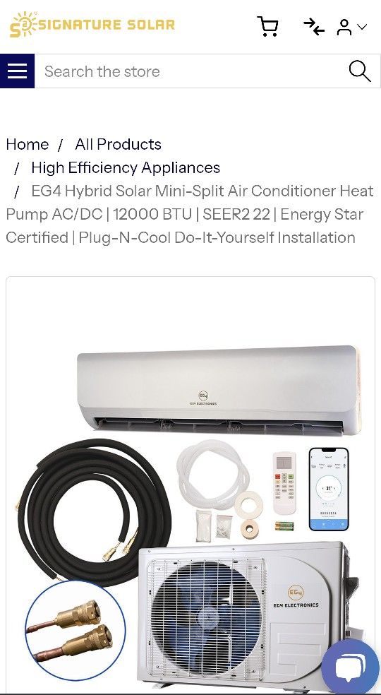 EG4 Hybrid Solar Mini Split Air Conditioner Heat Pump AC/DC
