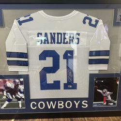 Deion Sanders Frame Signed Jersey 