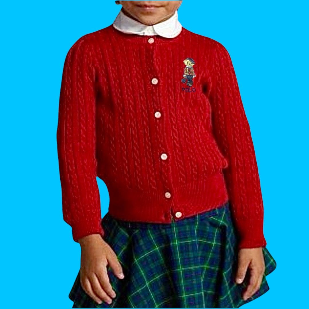 NWT Sweater Cardigan Ralph Lauren Girls kids Polo Bear Knit Top Christmas Gift