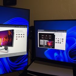 Two Gaming Monitors With Dual Monitor Stand