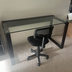 Glass Top Desk and Chair 