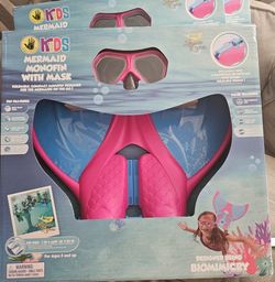 Pink Mermaid Monofin With Mask