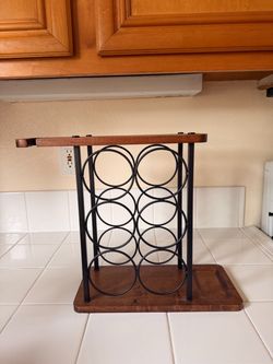 6-Bottle Wine Rack Wood and Metal