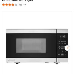 Vissani 19 in. W, 0.9 cu. ft. 900-Watt Countertop Microwave in Stainless Steel with Air Fryer