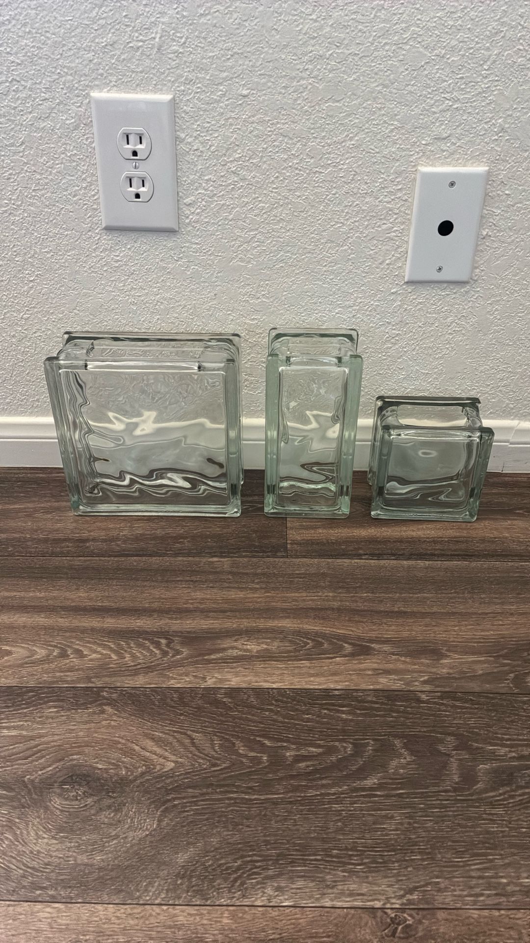 Set of 3 Vintage 80s Modern Heavy Wavy Glass Flower Vases Made in West Germany