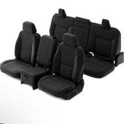 Covers for 2019-2024 Chevrolet Silverado 1500/GMC Sierra 1500 Trucks. Black Waterproof Seat Covers Full Set Protector