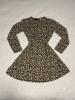 Zara Women Animal Print Sweater Flare Mini Dress