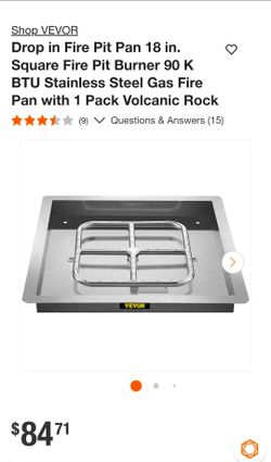 VEVOR 18-in Square Drop-In Fire Pit Pan