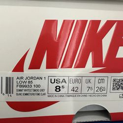 Size 8.5 - Jordan 1 Retro '85 OG Low Neutral Grey