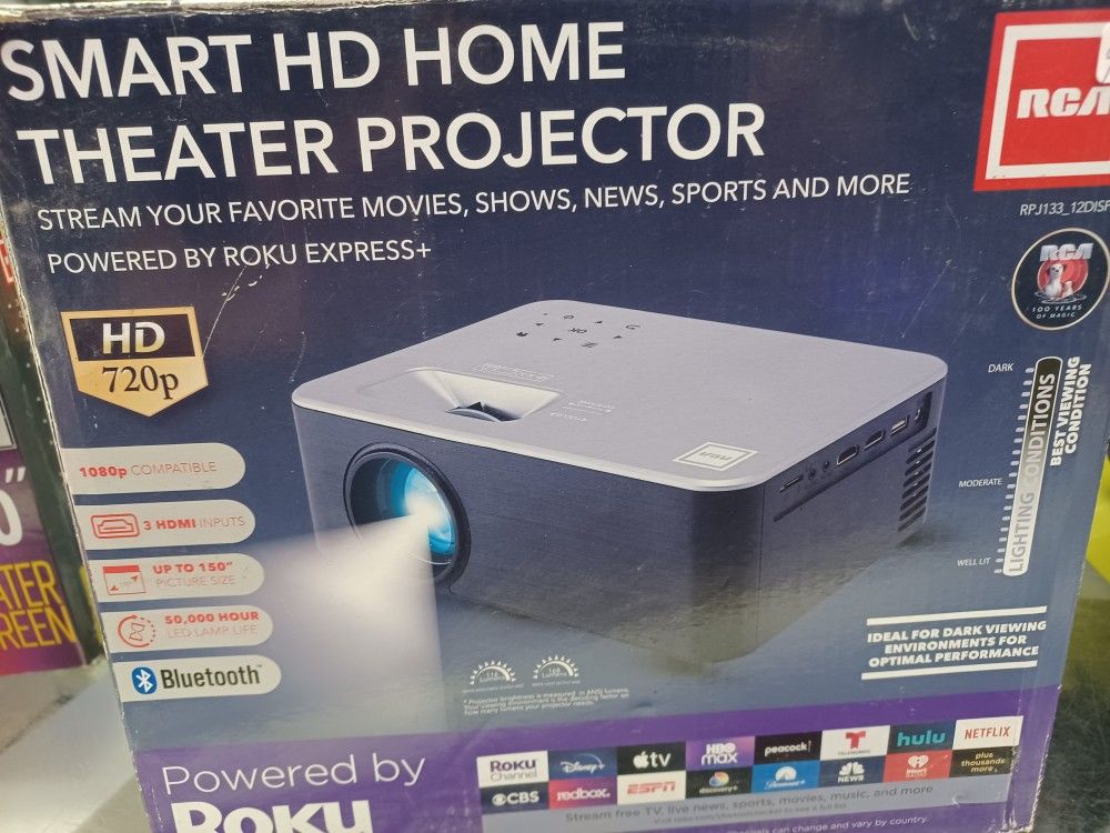 Rca Quality Projector With Smart Roku Stick Included. Brand New