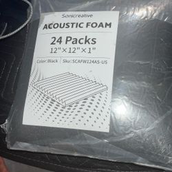 black Sonicreative Acoustic Foam 12”x12”x1”