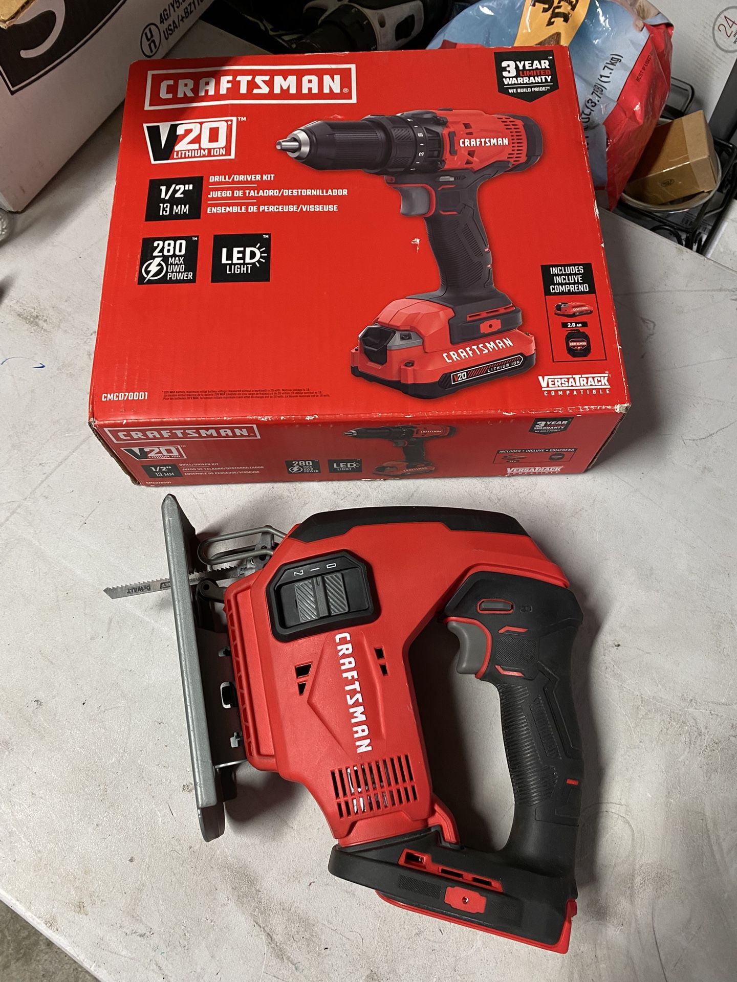 Craftsman V20 Brushless Cordless Drill/Driver Kit and Craftsman gidsaw