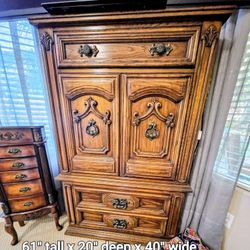 Jewelry cabinet, Thomasville vintage double dresser, ARMOIRE and nightstand
