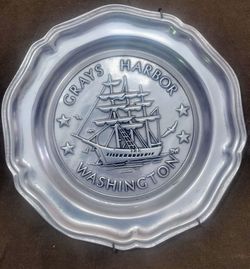 Vintage Wilton Columbia "Grays Harbor" Pewter Plate