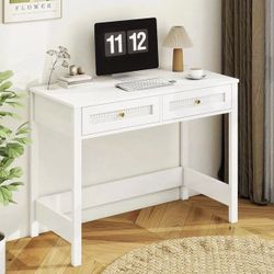 White Desk With 2 Drawer 