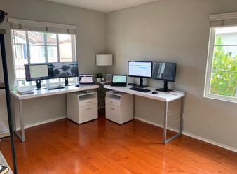 White, modern desks