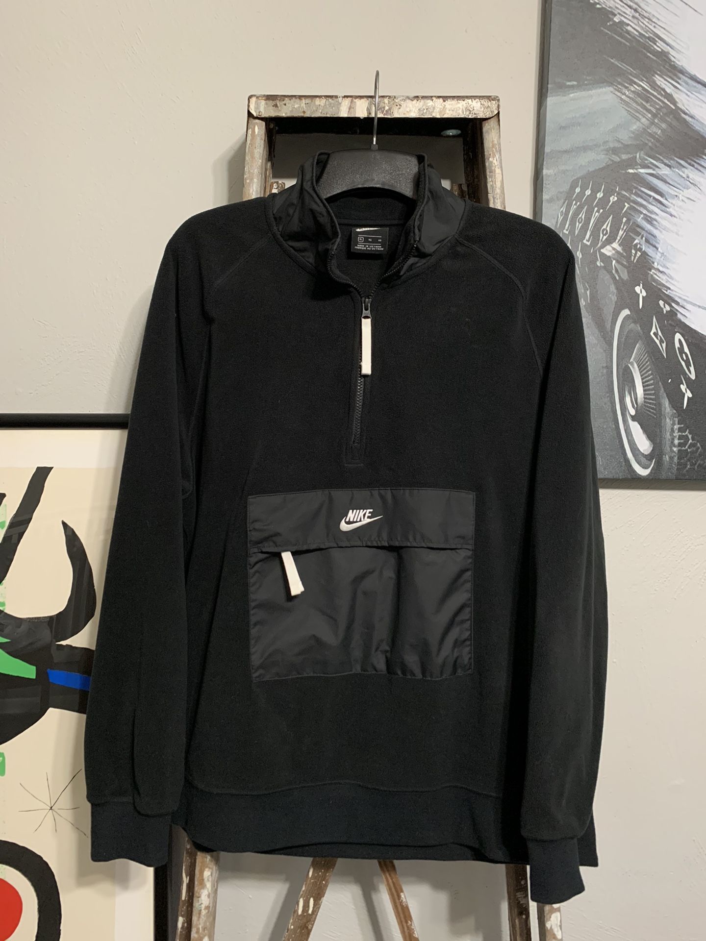 NIKE Pullover Half Zip Fleece Jacket Black