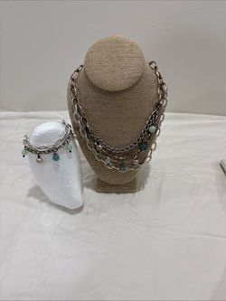 Sabika Desert Star 3 Row Chain Necklace And Bracelet  S/S 2015 Stunning & Chic