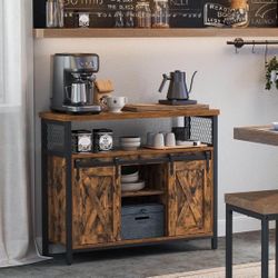 Buffet Cabinet, Storage Cabinet, Sideboard with 2 Sliding Barn Doors, Adjustable Shelves, 13 x 39.4 x 31.5 Inches, for Living Room,