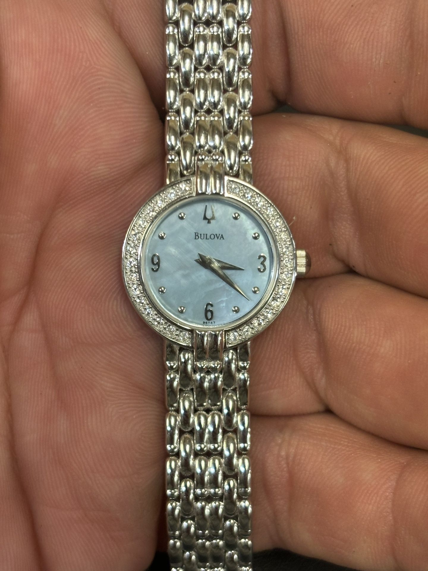 Bulova C837359 Mother Of Pearl Silver Tone Womens Watch! New Battery!