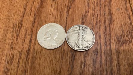 Two 90% silver half dollar coins