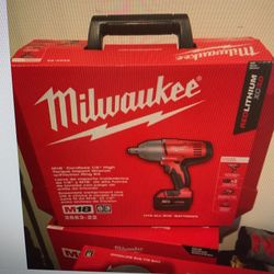 Milwaukee, M 18 Cordless Half Inch Torque Impact Wrench With Friction Ring Brand New In Box With Two Batteries Firm Price