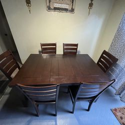 Dining Table Extendable 8 Chairs Dark Brown