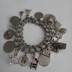 Sterling Silver Bracelet With Charms Weighs 84 Grams