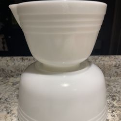 VTG Pyrex White Glass Mixing Bowl(s) For Hamilton Beach Mixer Racine Wisconsin