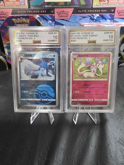 2025 Pokemon Chinese Gem Pack Vol 2 GLACEON Poke Ball & SYLVEON Fairy Energy AGS 10 GEM MINT