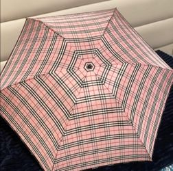 Burberry Pink Plaid Folding Umbrella