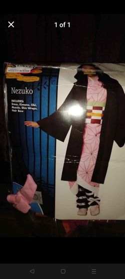 Nezuko dress kimono obi muzzle shin wraps and hair bow included $70 costume worn once for 2 hours