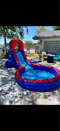 New in box Inflatable water park slide deep pool with blower and climber