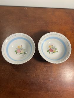 Vintage Floral Print Soup Bowls (Set of 2)