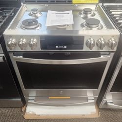 Profile 30 in. 5 Burner Smart Slide-ln Gas Range in Fingerprint Resistant Stainless with Convection and Air Fry