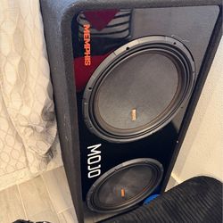 15 inch subwoofers, ampl and speaker tower