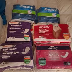 Walgreens Certainty Women's Overnight Pads Walgreens ComfortLux Underwear Presto Underwear Pull up Underwear Elderly Underwear  Bladder Control