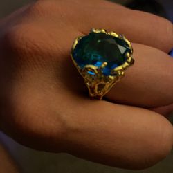 Blue Zirconia Gold Plated Ring Jewelry 