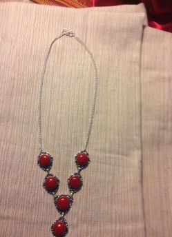 Coral sterling silver necklace