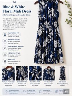 Womens Blue & Black Floral Dress