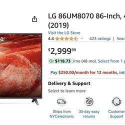 LG 86UM8070 86-Inch, 4K LED UHD Smart TV (2019)