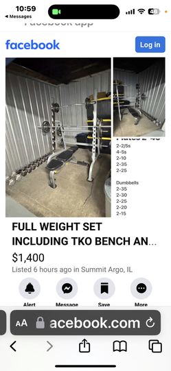 Full Workout Set Includes Bench Workout Press And All Dumbbells