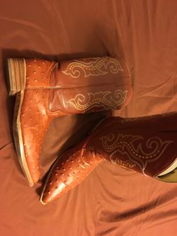 Cowboy boots real leather brick color Size 11