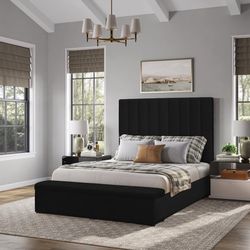 Sophisticated Design, Channel tufted upholstered bed w/Storage