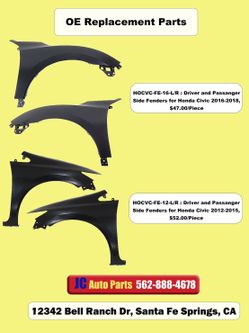 Fenders Fit For Honda Civic 2912 2013 2014 2015 2016 2017 2018