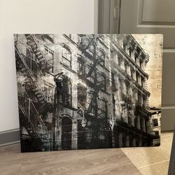 50” x 40” Manhattan/Brooklyn Cityscape, Canvas Black & White Print
