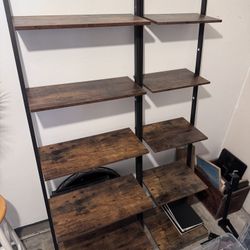 Wood And Metal Leaning Bookshelves 