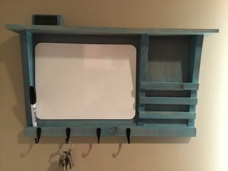 Memo Board Key Holder Mail Holder Dry Erase Memo Board Top Shelf Vintage Aqua Entryway Organizer