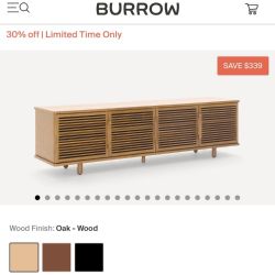 Burrow Opera Media Console Table - Brand New and Boxed - 70” x 20” x 17” - Oak Color - Can Drop Off